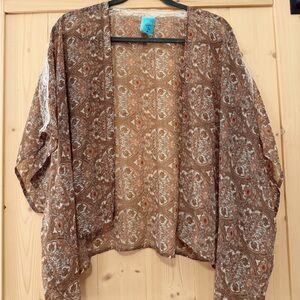 h.i.p. Brown Patterned Kimono Top